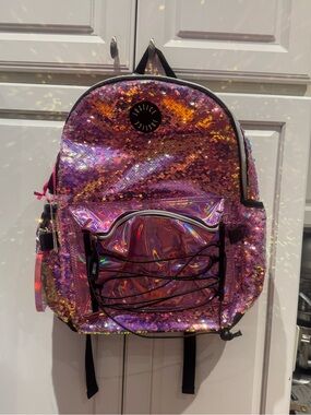 Justice Iridescent Pink Sequin Backpack